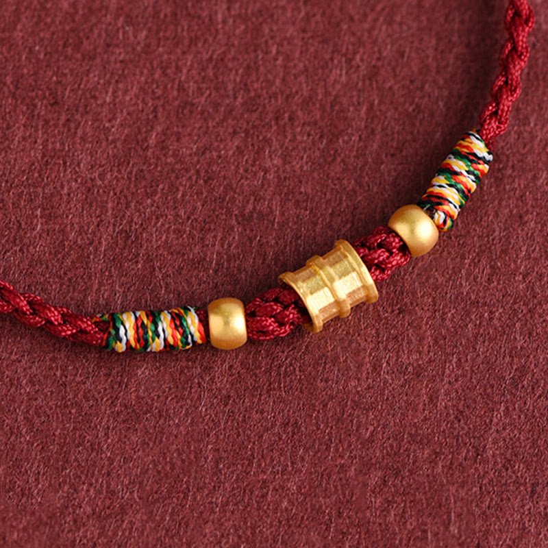 Fortune Jewel 999 Gold Small Bucket Shape Design Handmade Luck Braided Rope Bracelet Anklet