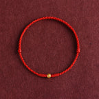 Fortune Jewel 999 Gold One Mini Bead Design Handmade Strength Braided Rope Bracelet Anklet