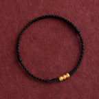 Fortune Jewel 999 Gold One Mini Bead Design Handmade Strength Braided Rope Bracelet Anklet