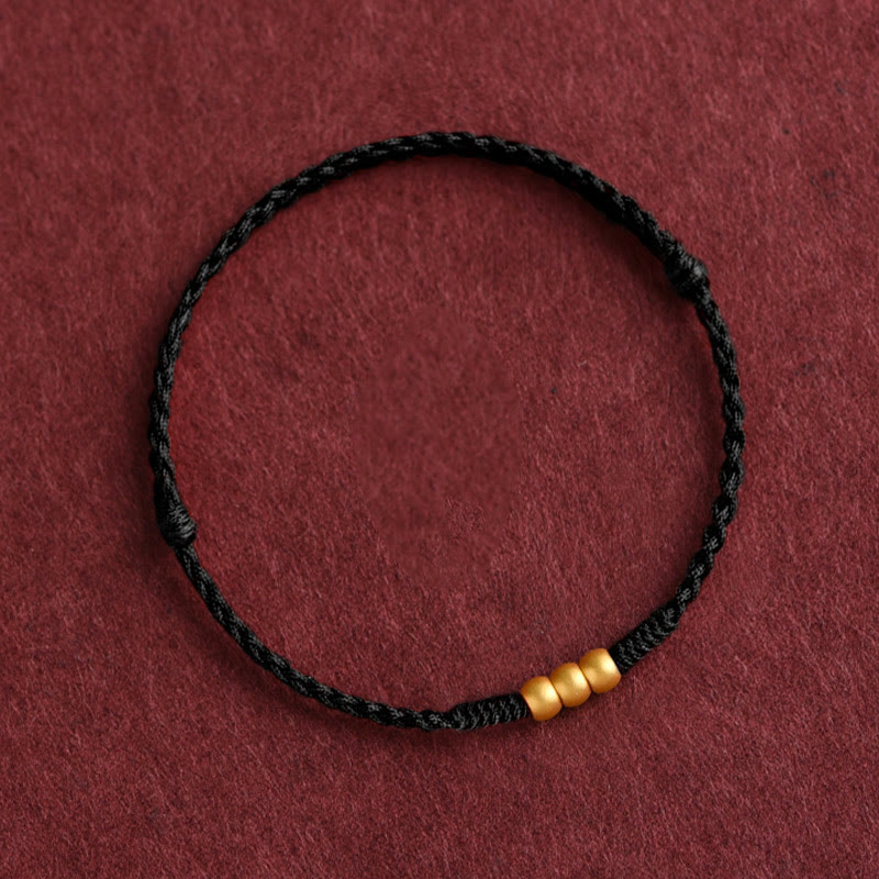 Fortune Jewel 999 Gold One Mini Bead Design Handmade Strength Braided Rope Bracelet Anklet