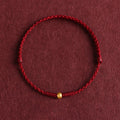 Fortune Jewel 999 Gold One Mini Bead Design Handmade Strength Braided Rope Bracelet Anklet