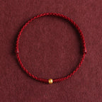 Fortune Jewel 999 Gold One Mini Bead Design Handmade Strength Braided Rope Bracelet Anklet