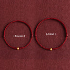 Fortune Jewel 999 Gold One Mini Bead Design Handmade Strength Braided Rope Bracelet Anklet