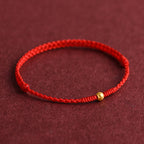 Fortune Jewel 999 Gold One Mini Bead Design Handmade Strength Braided Rope Bracelet Anklet
