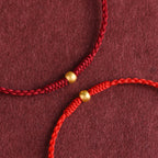 Fortune Jewel 999 Gold One Mini Bead Design Handmade Strength Braided Rope Bracelet Anklet