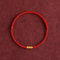 Fortune Jewel 999 Gold Mini Three Beads Design Handmade Luck Rope Bracelet Anklet