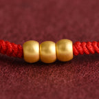 Fortune Jewel 999 Gold Mini Three Beads Design Handmade Luck Rope Bracelet Anklet
