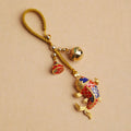 Fortune Jewel Colorful Koi Fish Hollow Bell Wealth Luck Key Chain