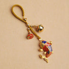 Fortune Jewel Colorful Koi Fish Hollow Bell Wealth Luck Key Chain