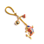 Fortune Jewel Colorful Koi Fish Hollow Bell Wealth Luck Key Chain