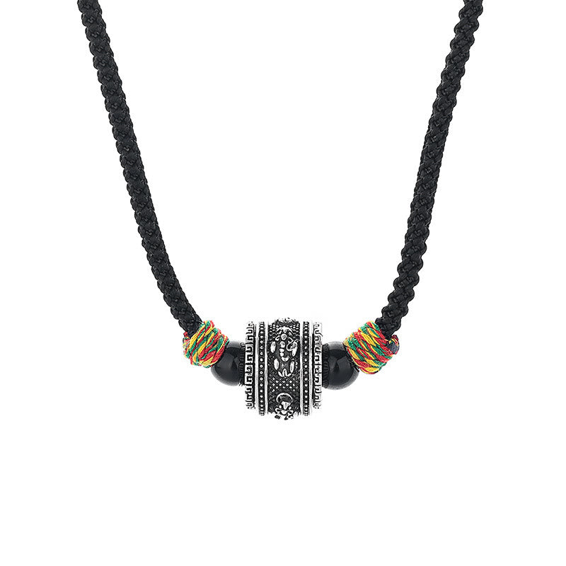Fortune Jewel Tibet Om Mani Padme Hum Swastika PiXiu Copper Wisdom Rope Necklace Pendant