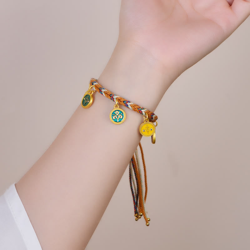 Fortune Jewel Handmade Tibetan Multicolored Rope Five God Of Wealth Luck Bracelet