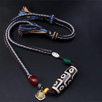Fortune Jewel Tibetan Nine-eye Dzi Bead Protection Braided Rope Necklace Pendant