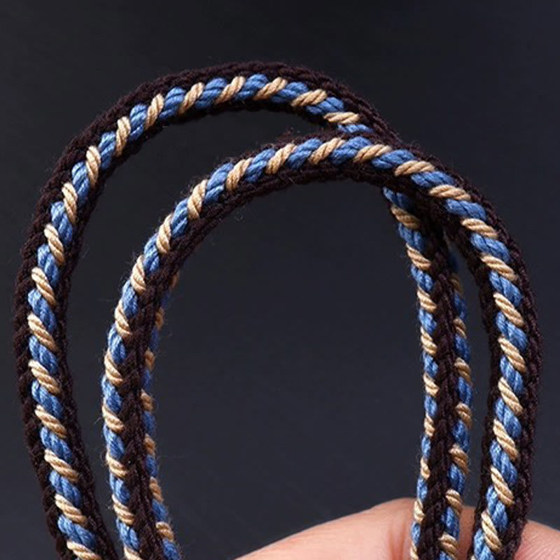 Fortune Jewel Tibetan Nine-eye Dzi Bead Protection Braided Rope Necklace Pendant