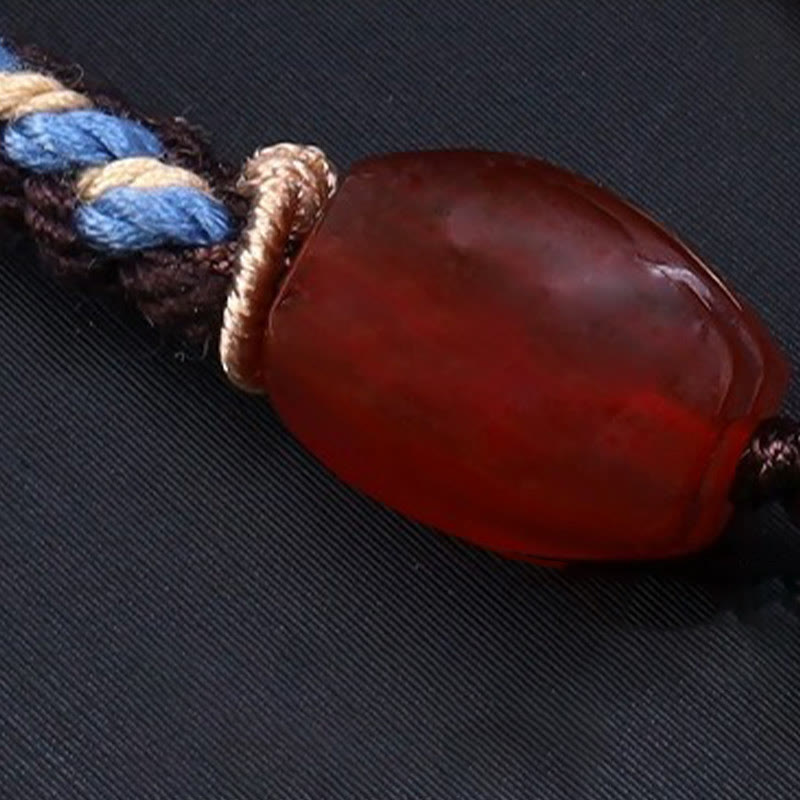 Fortune Jewel Tibetan Nine-eye Dzi Bead Protection Braided Rope Necklace Pendant