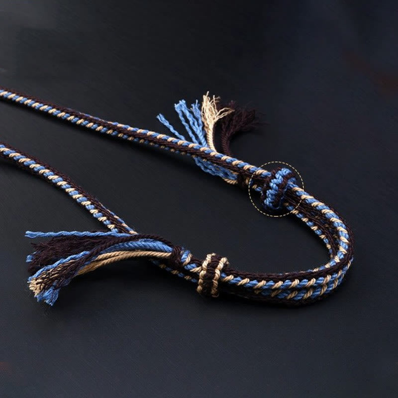 Fortune Jewel Tibetan Nine-eye Dzi Bead Protection Braided Rope Necklace Pendant