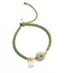 Fortune Jewel Green Jade Peace Buckle Green Rope Bracelet