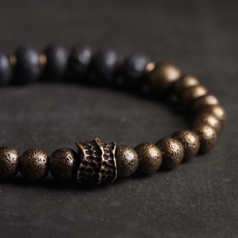 Fortune Jewel Lava Rock Beads Adsorb Negative Energy Copper Bracelet