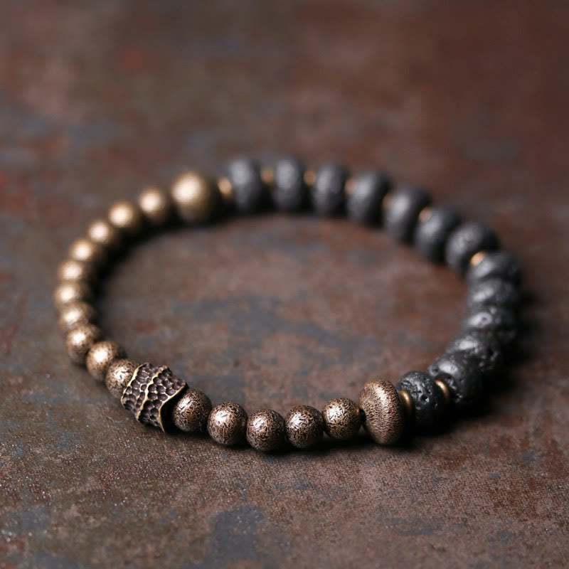 Fortune Jewel Lava Rock Beads Adsorb Negative Energy Copper Bracelet