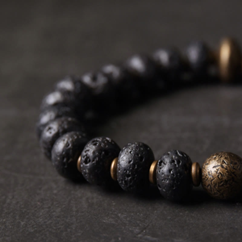 Fortune Jewel Lava Rock Beads Adsorb Negative Energy Copper Bracelet