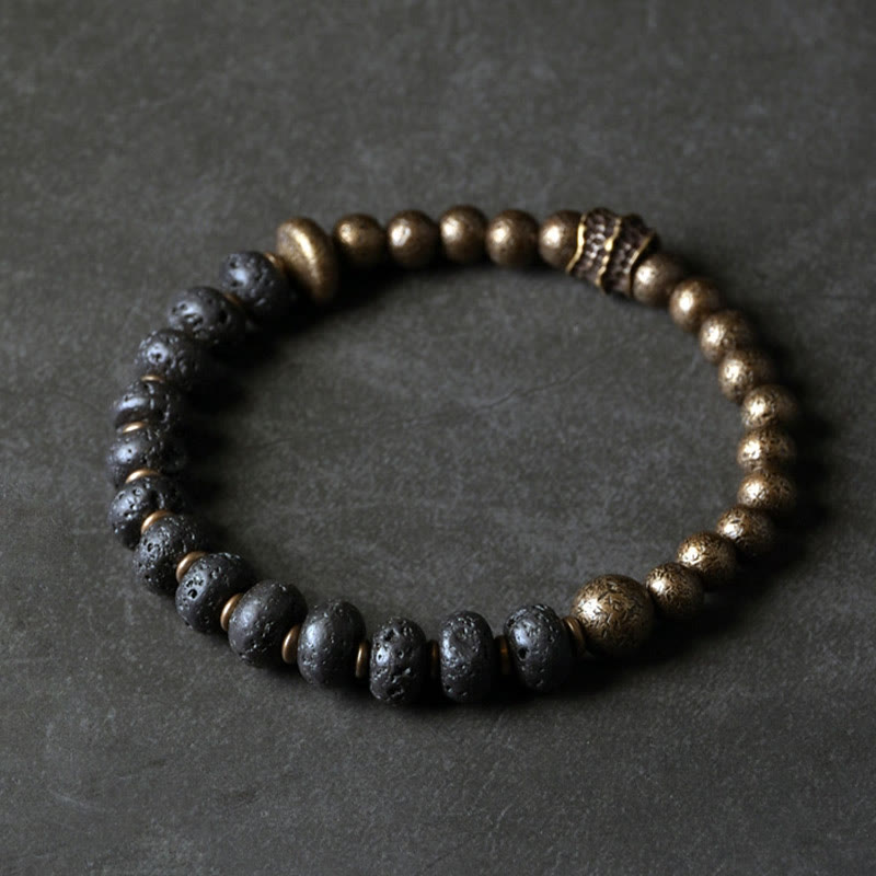 Fortune Jewel Lava Rock Beads Adsorb Negative Energy Copper Bracelet