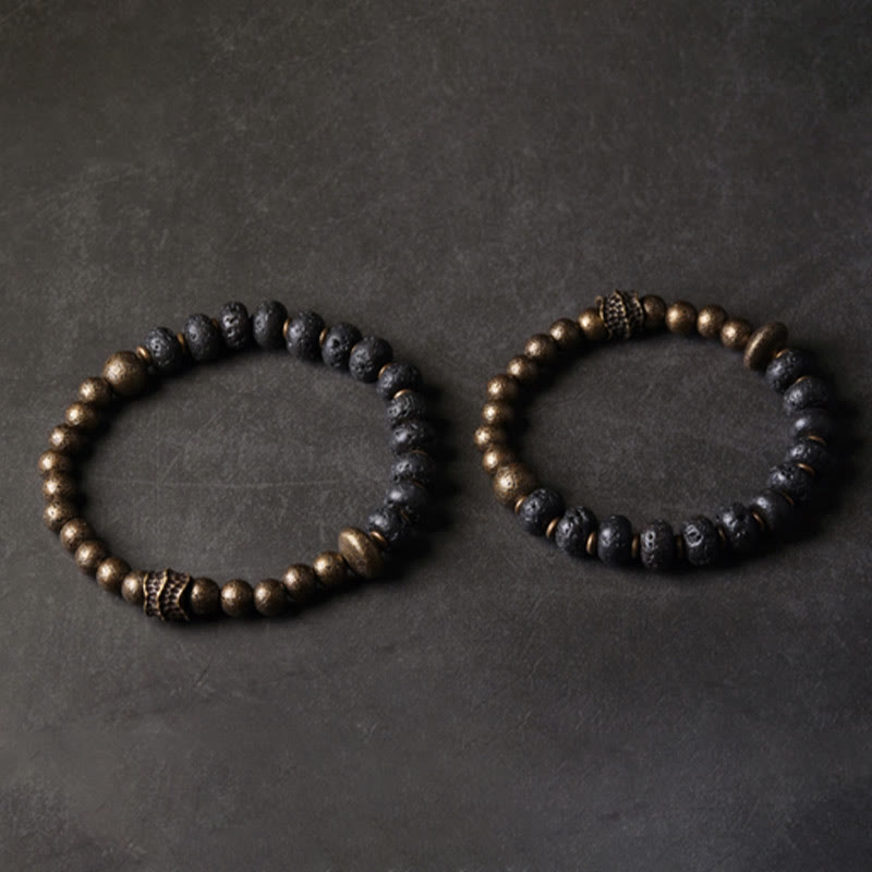 Fortune Jewel Lava Rock Beads Adsorb Negative Energy Copper Bracelet