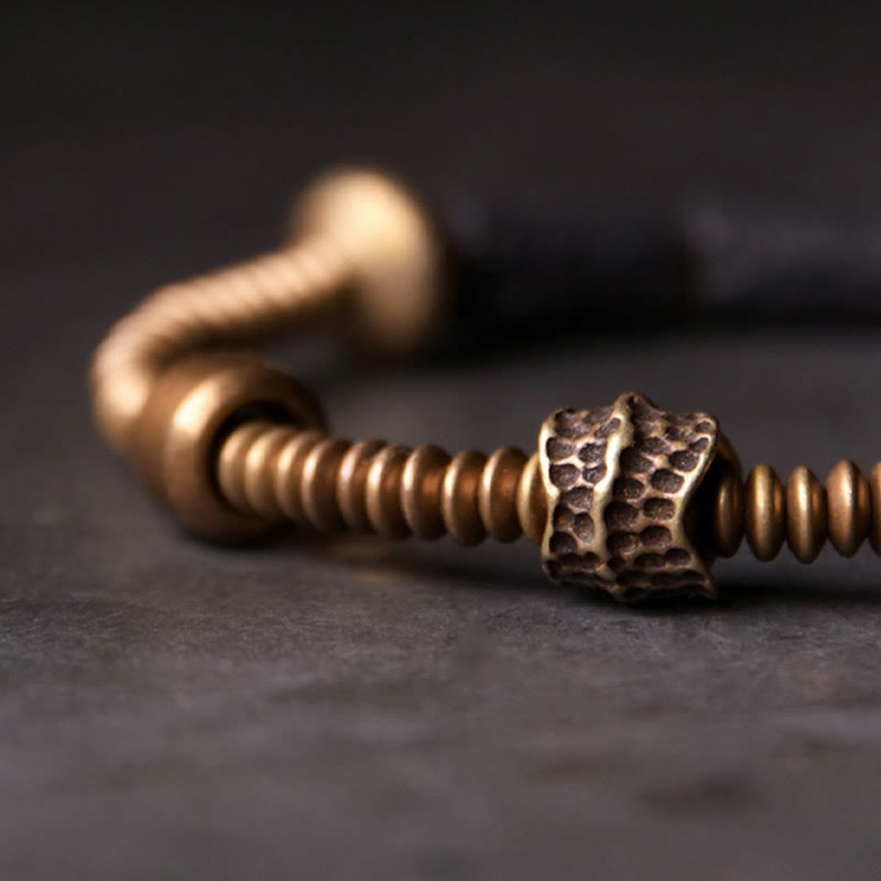 Fortune Jewel Luck Wealth Black Lava Rock Beads Copper Bracelet