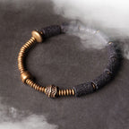 Fortune Jewel Luck Wealth Black Lava Rock Beads Copper Bracelet