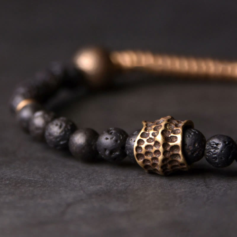 Fortune Jewel Support Healing Lava Rock Beads Copper Bracelet