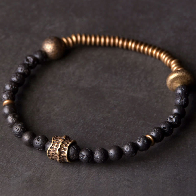 Fortune Jewel Support Healing Lava Rock Beads Copper Bracelet