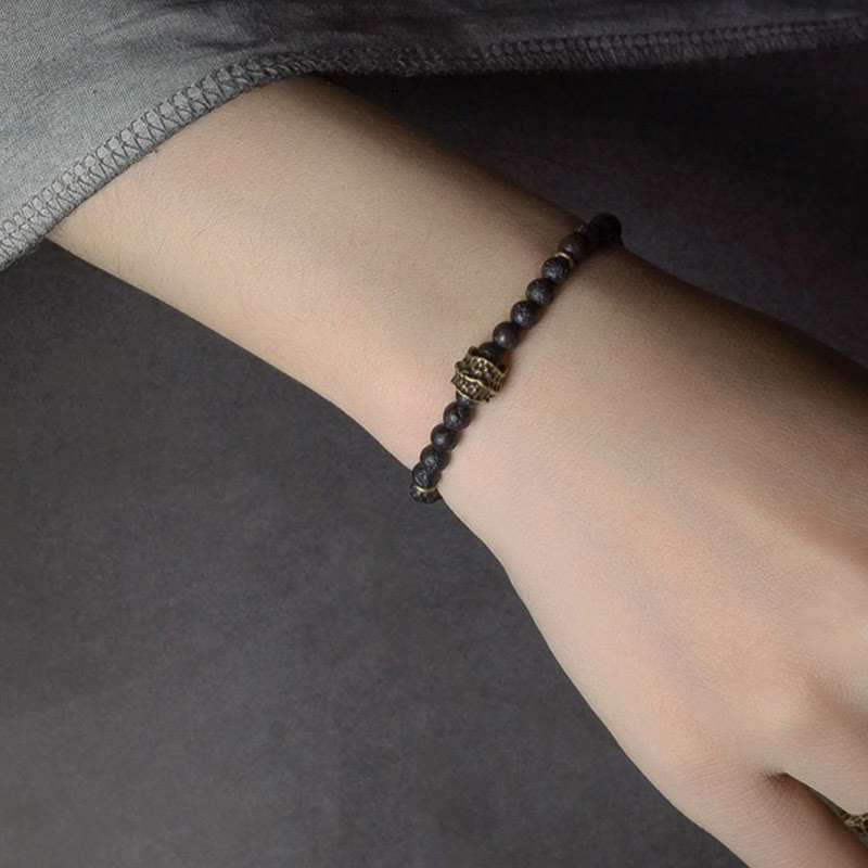 Fortune Jewel Support Healing Lava Rock Beads Copper Bracelet
