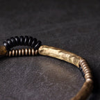 Fortune Jewel Vintage Ebony Wood Copper Luck Wealth Handmade Bracelet