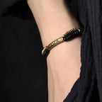 Fortune Jewel Vintage Ebony Wood Copper Luck Wealth Handmade Bracelet