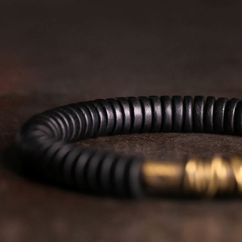 Fortune Jewel Calm Tibetan Ebony Wood Copper Bracelet