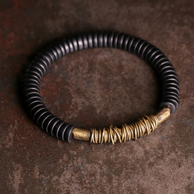 Fortune Jewel Calm Tibetan Ebony Wood Copper Bracelet