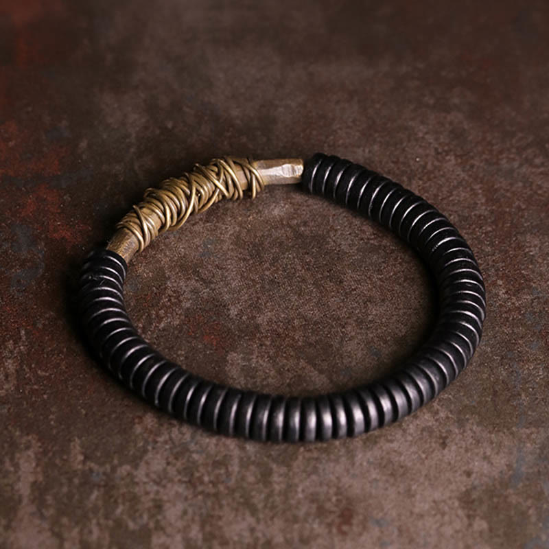 Fortune Jewel Calm Tibetan Ebony Wood Copper Bracelet
