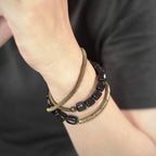 Fortune Jewel Vintage Peace Tibetan Ebony Wood Beads Copper Multilayered Healing Bracelet