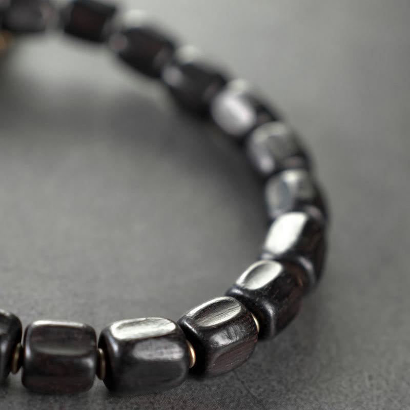 Fortune Jewel Vintage Peace Tibetan Ebony Wood Beads Copper Multilayered Healing Bracelet