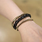 Fortune Jewel Vintage Peace Tibetan Ebony Wood Beads Copper Multilayered Healing Bracelet