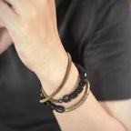 Fortune Jewel Vintage Peace Tibetan Ebony Wood Beads Copper Multilayered Healing Bracelet