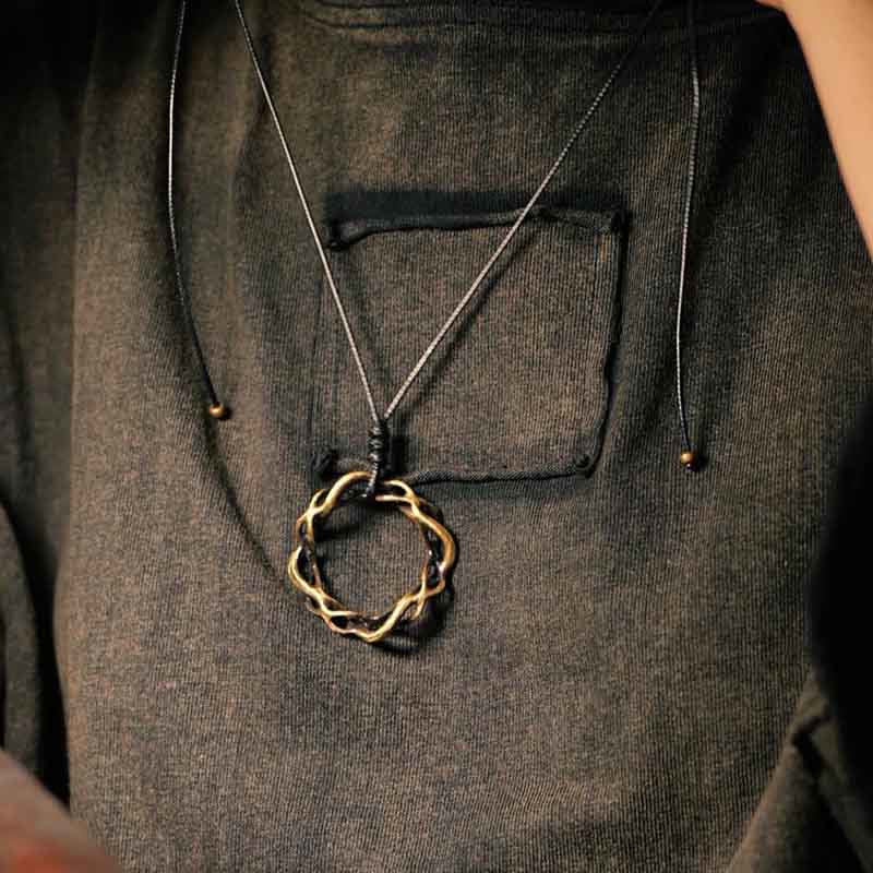 Fortune Jewel Vintage Copper Brass Luck Handmade Necklace Pendant