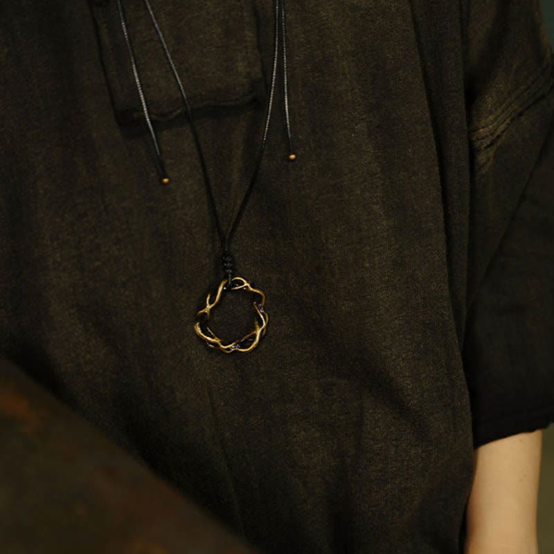 Fortune Jewel Vintage Copper Brass Luck Handmade Necklace Pendant