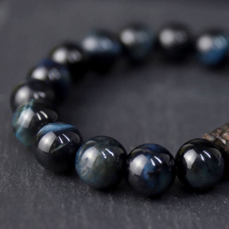 Fortune Jewel Tiger Eye Ebony Wood Beads Calm Bracelet
