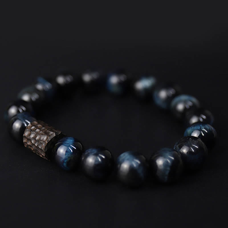 Fortune Jewel Tiger Eye Ebony Wood Beads Calm Bracelet
