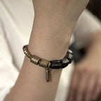Fortune Jewel Vintage Peace Ebony Wood Copper Beads Bracelet