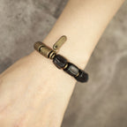 Fortune Jewel Vintage Peace Ebony Wood Copper Beads Bracelet