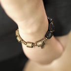 Fortune Jewel Vintage Peace Ebony Wood Copper Beads Bracelet
