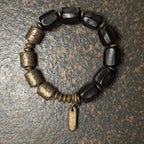 Fortune Jewel Vintage Peace Ebony Wood Copper Beads Bracelet