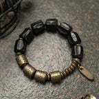 Fortune Jewel Vintage Peace Ebony Wood Copper Beads Bracelet