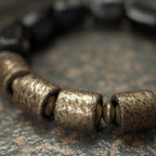 Fortune Jewel Vintage Peace Ebony Wood Copper Beads Bracelet